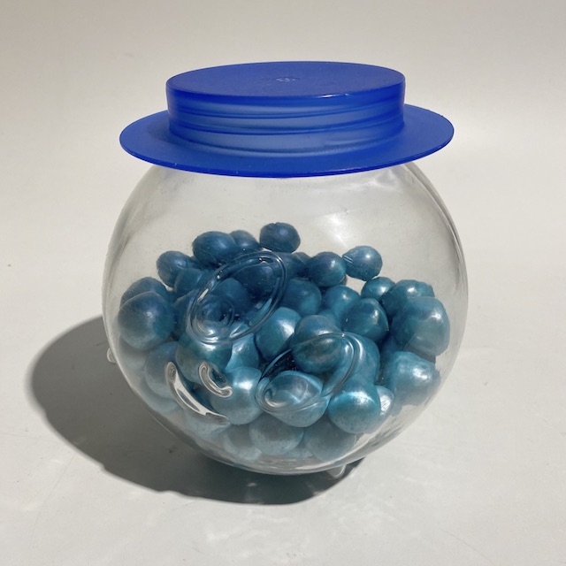 LOLLY JAR, Medium Glass w Blue Lid